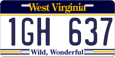 WV license plate 1GH637