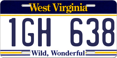 WV license plate 1GH638