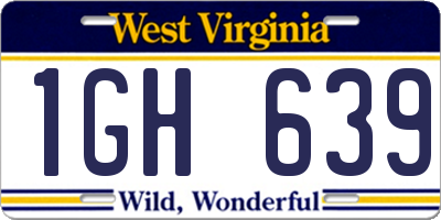 WV license plate 1GH639