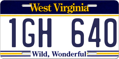 WV license plate 1GH640
