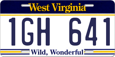 WV license plate 1GH641
