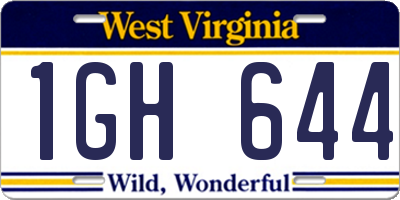 WV license plate 1GH644