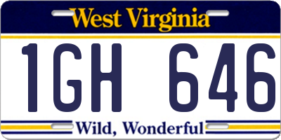 WV license plate 1GH646
