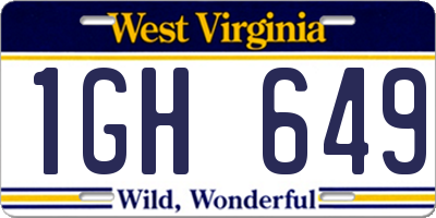 WV license plate 1GH649