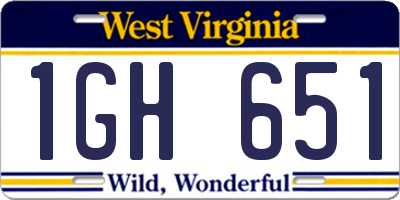 WV license plate 1GH651