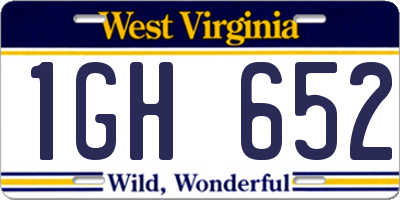 WV license plate 1GH652