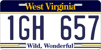 WV license plate 1GH657