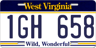 WV license plate 1GH658