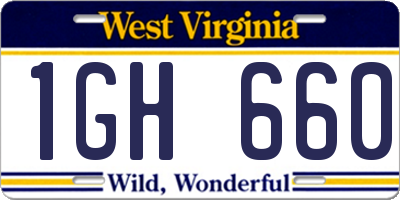 WV license plate 1GH660