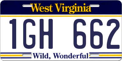 WV license plate 1GH662