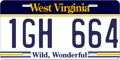 WV license plate 1GH664