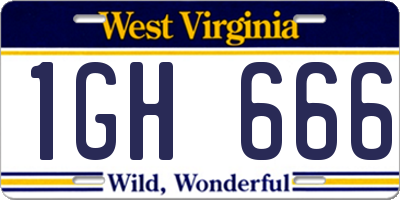 WV license plate 1GH666