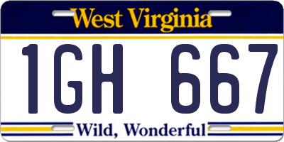 WV license plate 1GH667