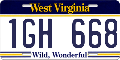 WV license plate 1GH668