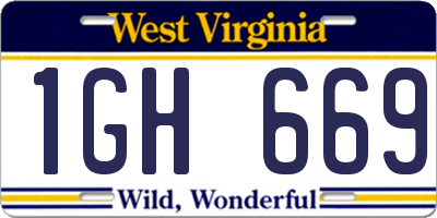 WV license plate 1GH669
