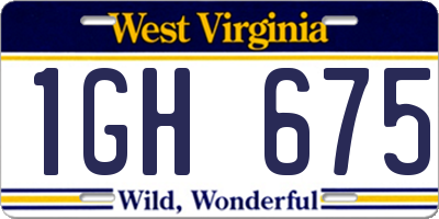 WV license plate 1GH675