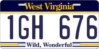 WV license plate 1GH676