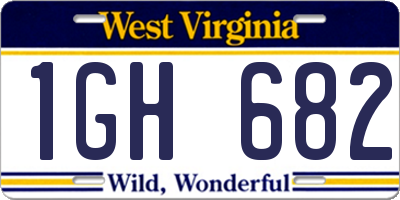 WV license plate 1GH682