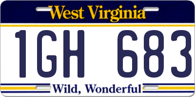 WV license plate 1GH683