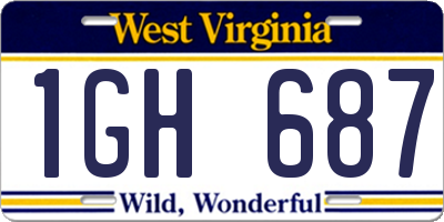 WV license plate 1GH687