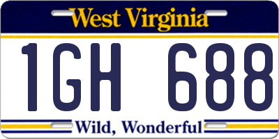 WV license plate 1GH688