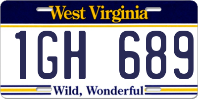 WV license plate 1GH689