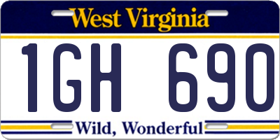 WV license plate 1GH690