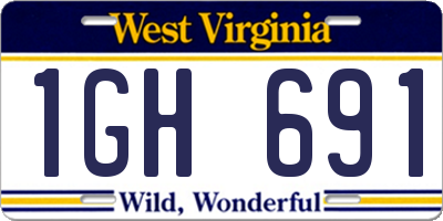 WV license plate 1GH691