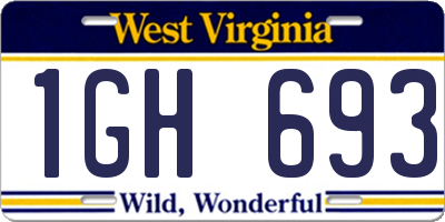 WV license plate 1GH693