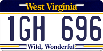 WV license plate 1GH696