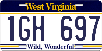 WV license plate 1GH697