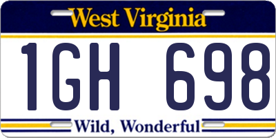 WV license plate 1GH698
