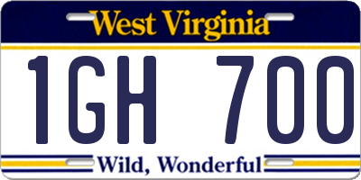 WV license plate 1GH700