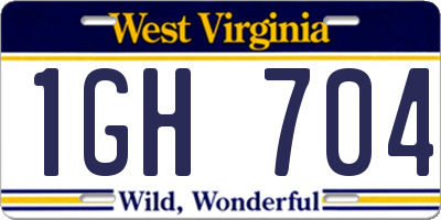 WV license plate 1GH704