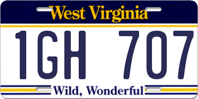 WV license plate 1GH707