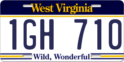 WV license plate 1GH710