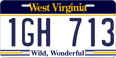 WV license plate 1GH713