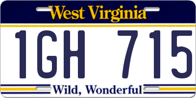 WV license plate 1GH715