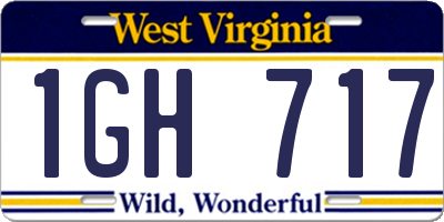 WV license plate 1GH717