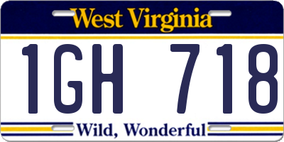 WV license plate 1GH718