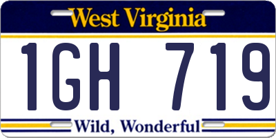 WV license plate 1GH719
