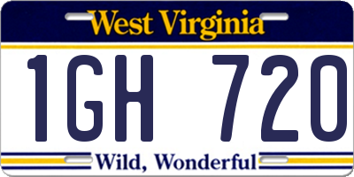 WV license plate 1GH720