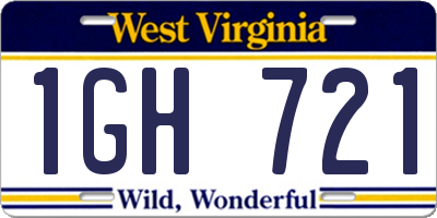 WV license plate 1GH721