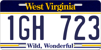 WV license plate 1GH723