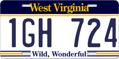 WV license plate 1GH724