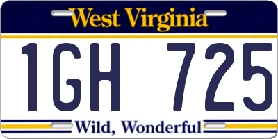 WV license plate 1GH725