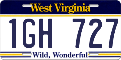 WV license plate 1GH727