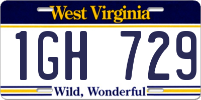 WV license plate 1GH729