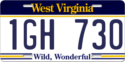 WV license plate 1GH730