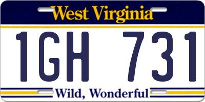 WV license plate 1GH731